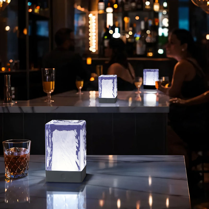 LED Light Rechargeable Touch Cube Crystal Table Lamp