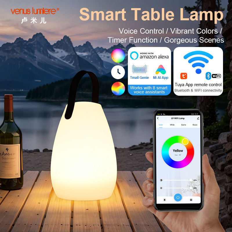 Custom Alexa Enabled WiFi Bluetooth LED Portable Smart Table Lamp